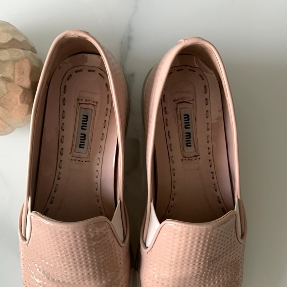 Miu Miu | Textured Leather Loafers w/ Metal Cap Toe - Picture 10 of 16